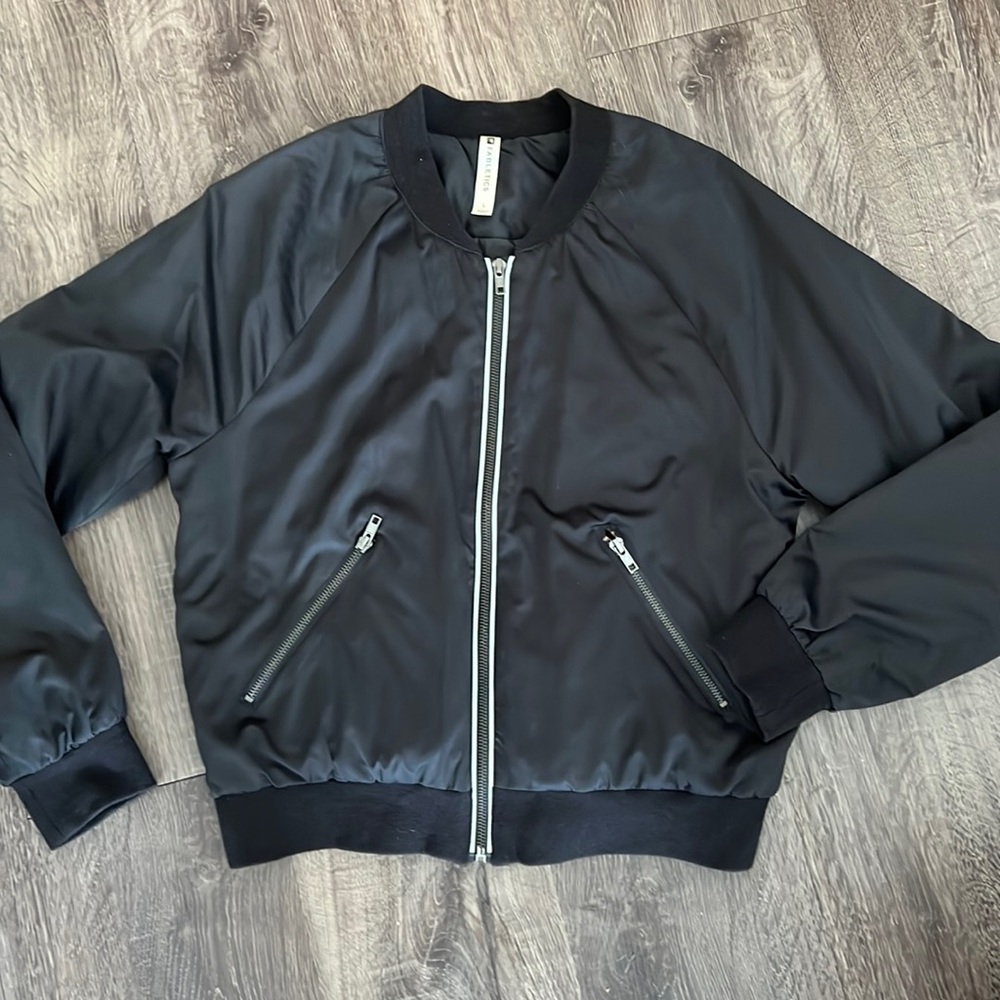 Fabletics Black Nylon Bomber Jacket